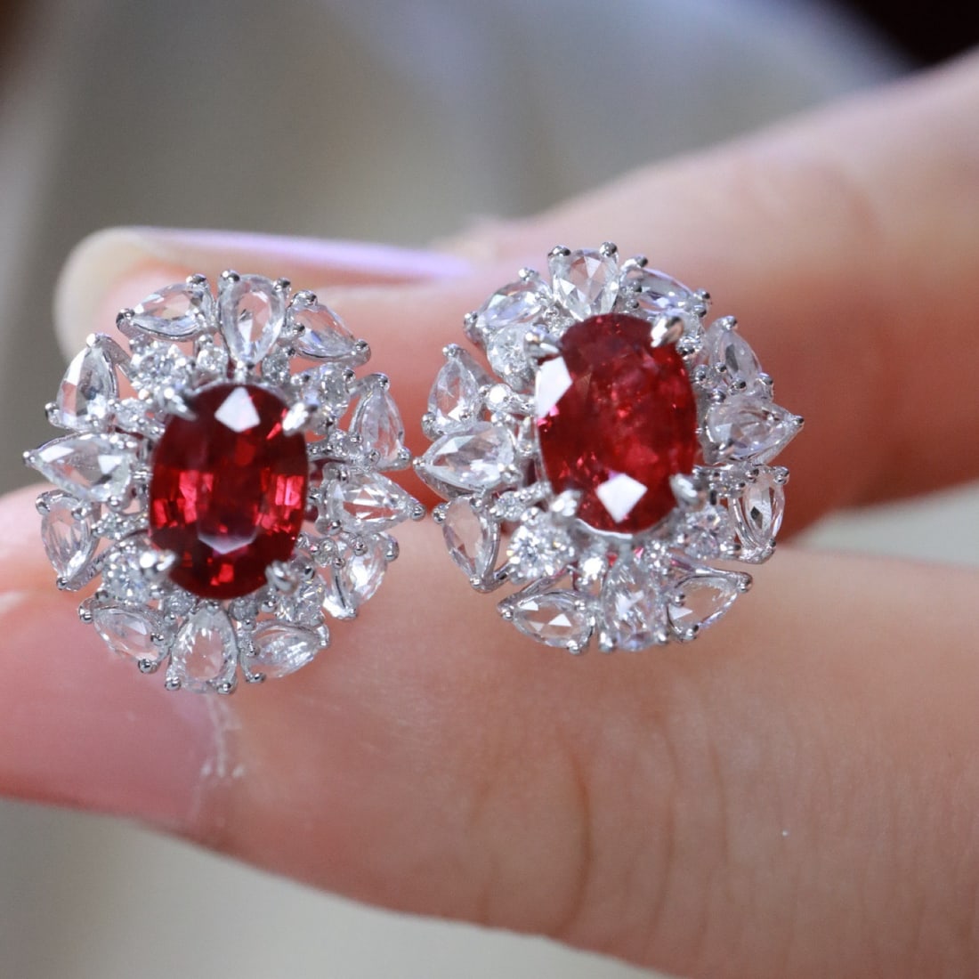 14k Gold 2.32 Ctw Natural Ruby & Sapphire Earrings - 7