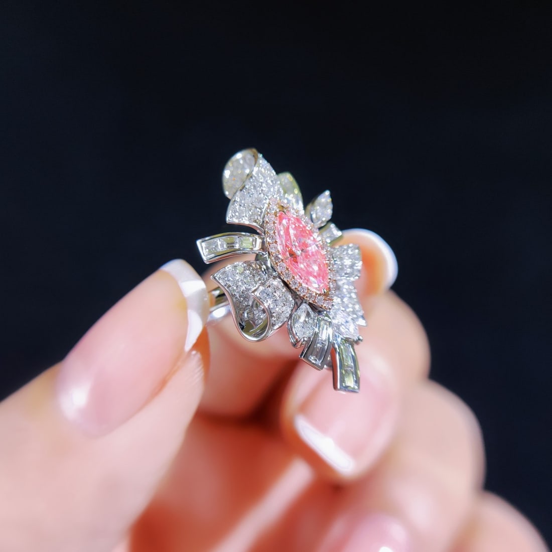 14k Gold 1.38 Ctw Natural Pink Diamond & Diamond Ring/pendant( Without Chain ) - 2