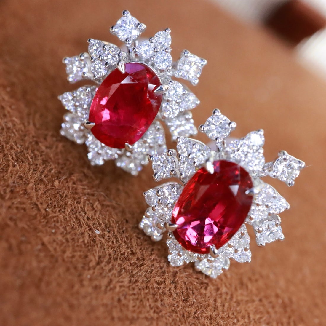 14k Gold 2.35 Ctw Natural Ruby & Diamond Earrings - 3