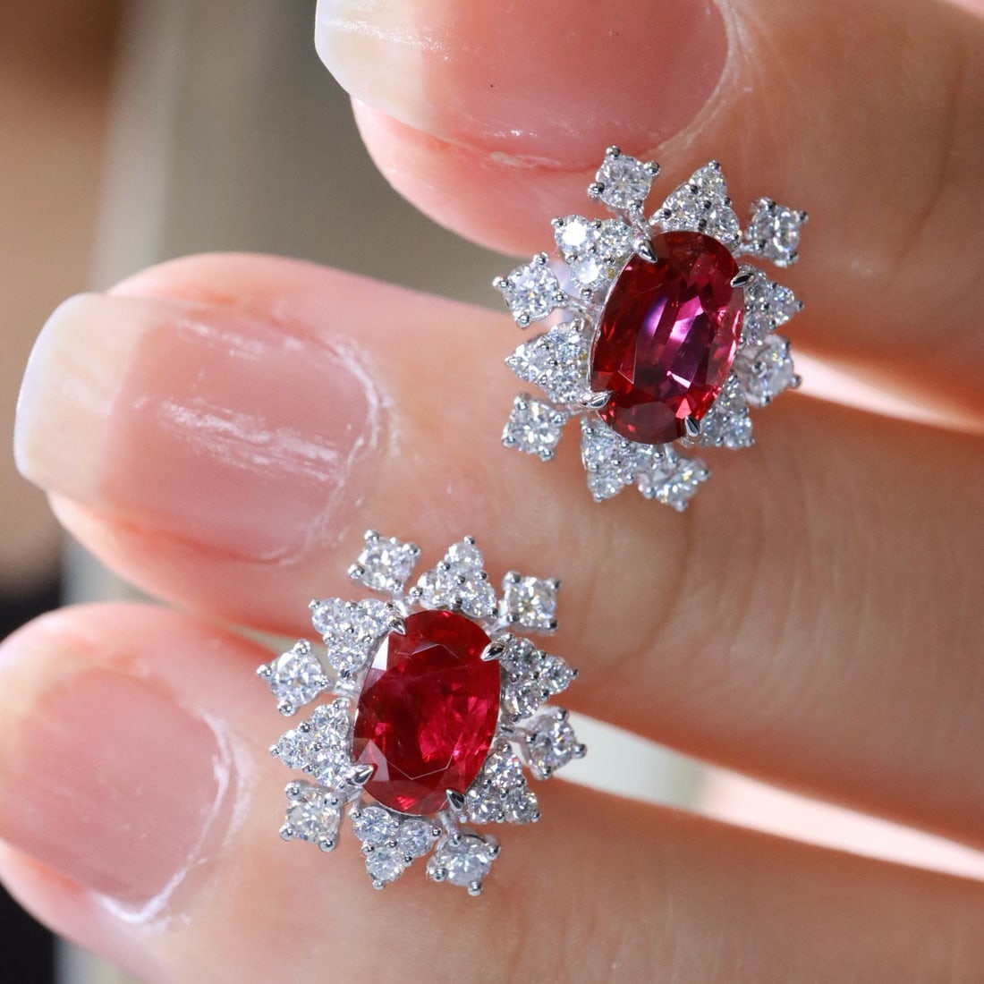 14k Gold 2.35 Ctw Natural Ruby & Diamond Earrings - 5
