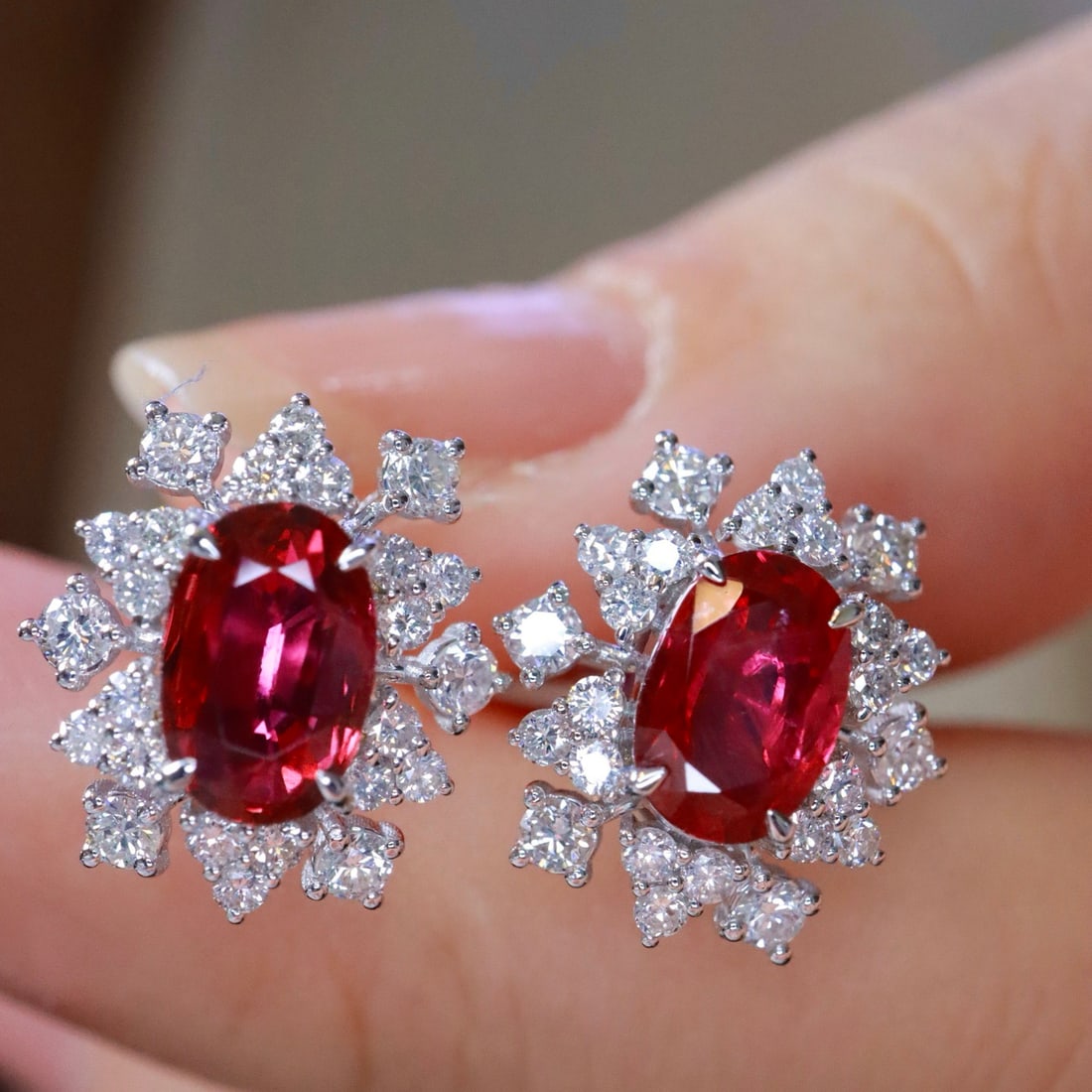 14k Gold 2.35 Ctw Natural Ruby & Diamond Earrings - 6