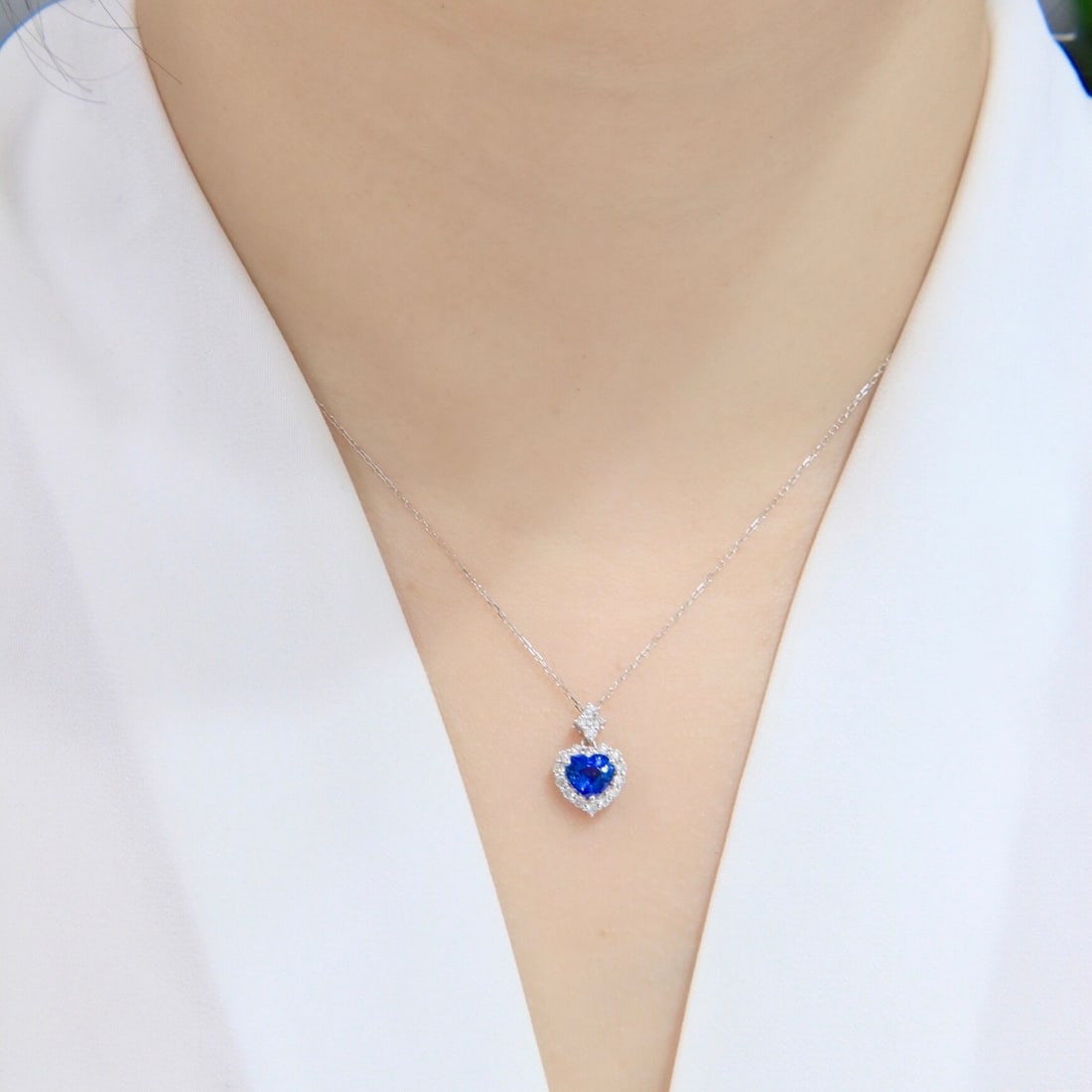 14k Gold 1.30 Ctw Natural Sapphire & Diamond Necklace - 8