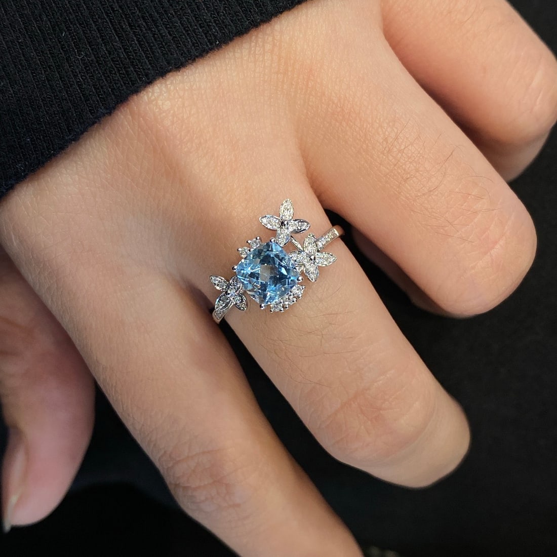 14k Gold 1.13 Ctw Natural Aquamarine & Diamond Ring - 3