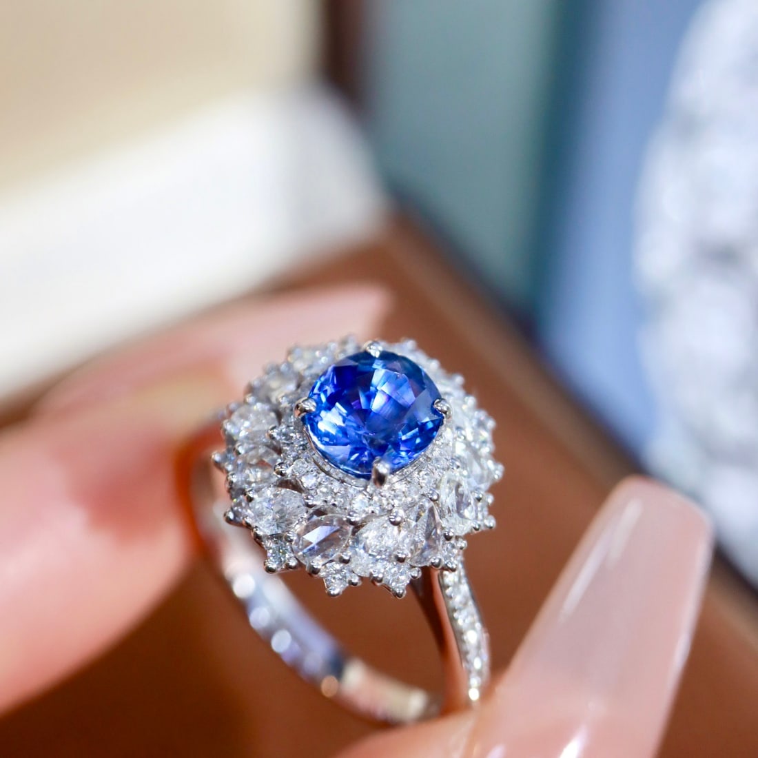 14k Gold 2.18 Ctw Natural Sapphire & Diamond Ring - 5