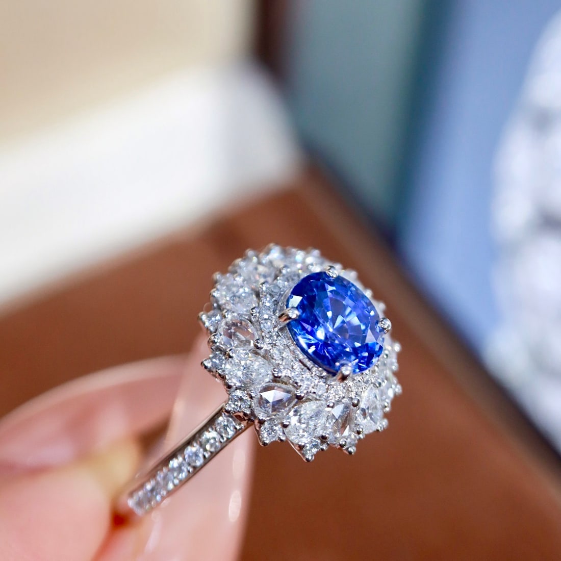 14k Gold 2.18 Ctw Natural Sapphire & Diamond Ring - 6