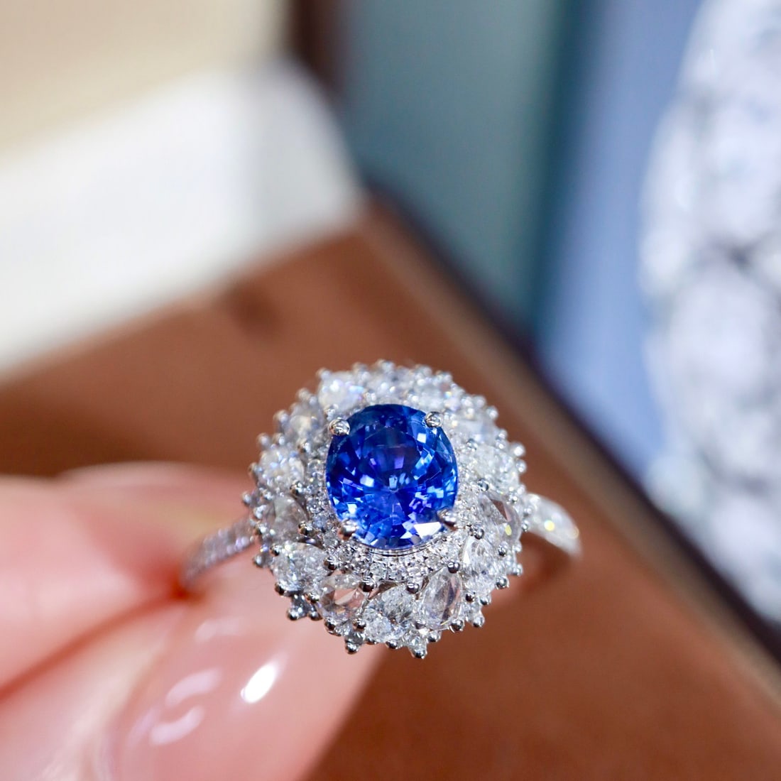 14k Gold 2.18 Ctw Natural Sapphire & Diamond Ring - 7