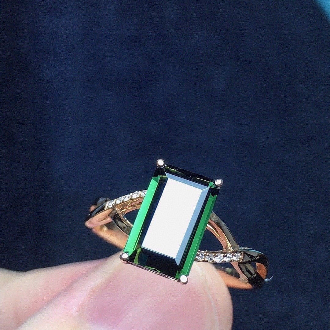 14k Gold 1.8 Ct Natural Tourmaline & Diamond Ring (1 of 5)