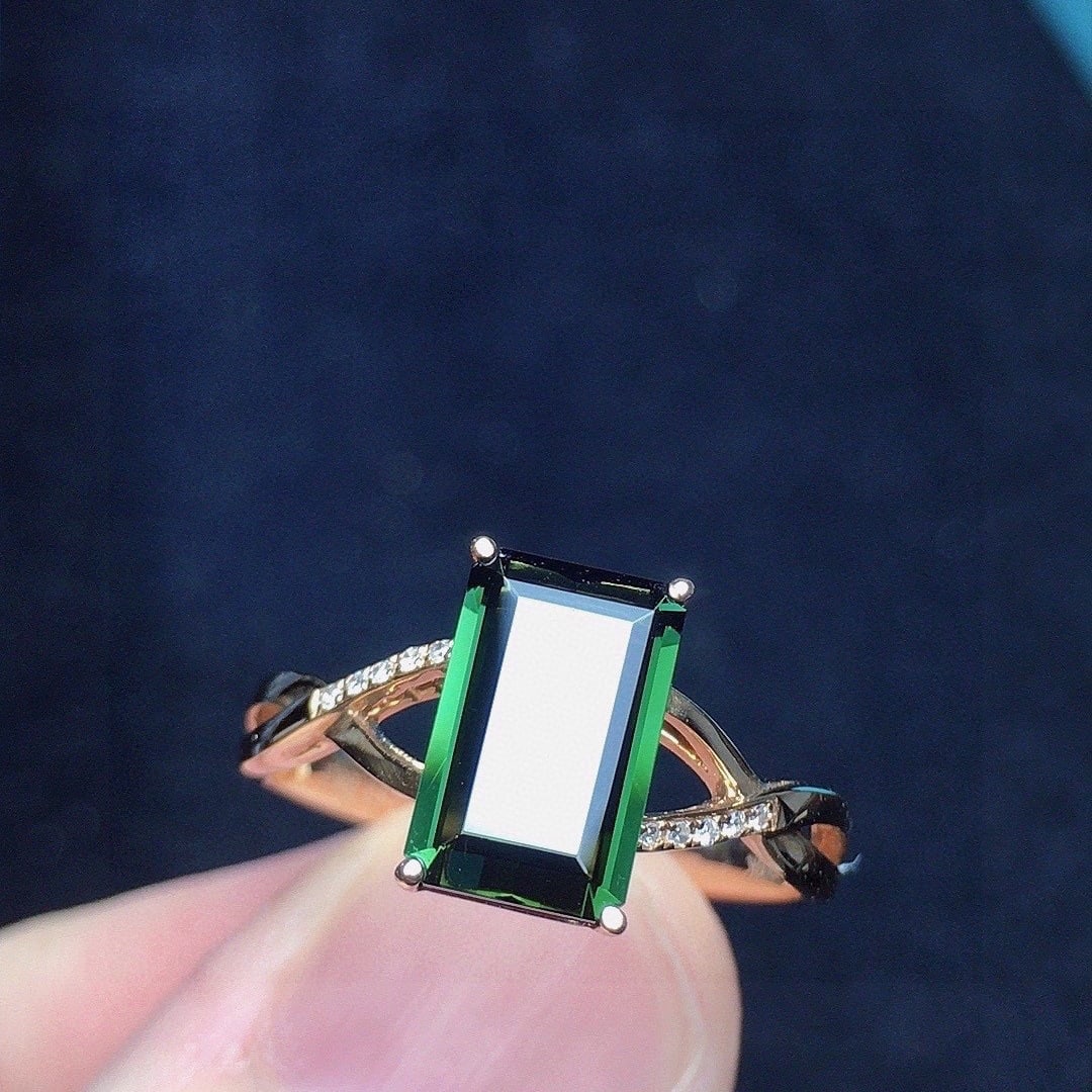 14k Gold 1.8 Ct Natural Tourmaline & Diamond Ring - 2