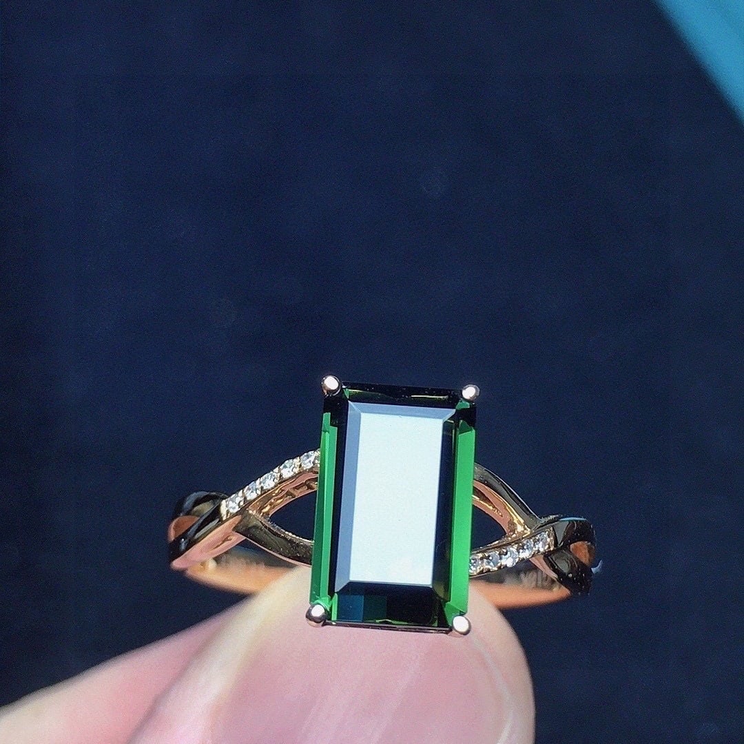 14k Gold 1.8 Ct Natural Tourmaline & Diamond Ring - 3