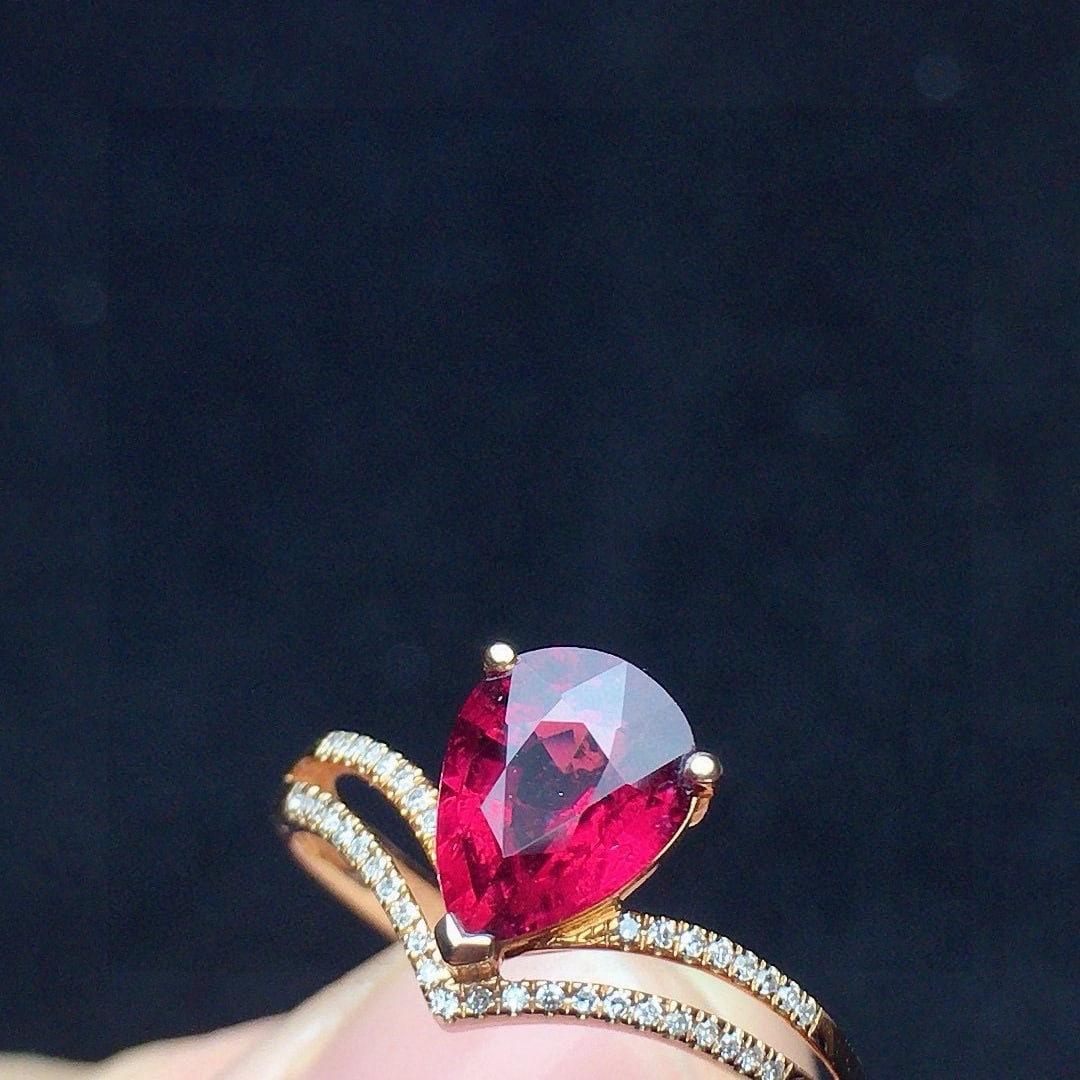 14k Gold 1.23 Ct Natural Tourmaline & Diamond Ring - 3