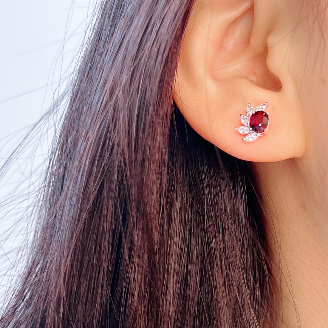 14k Gold 1.82 Ctw Natural Ruby & Diamond Earrings - 5