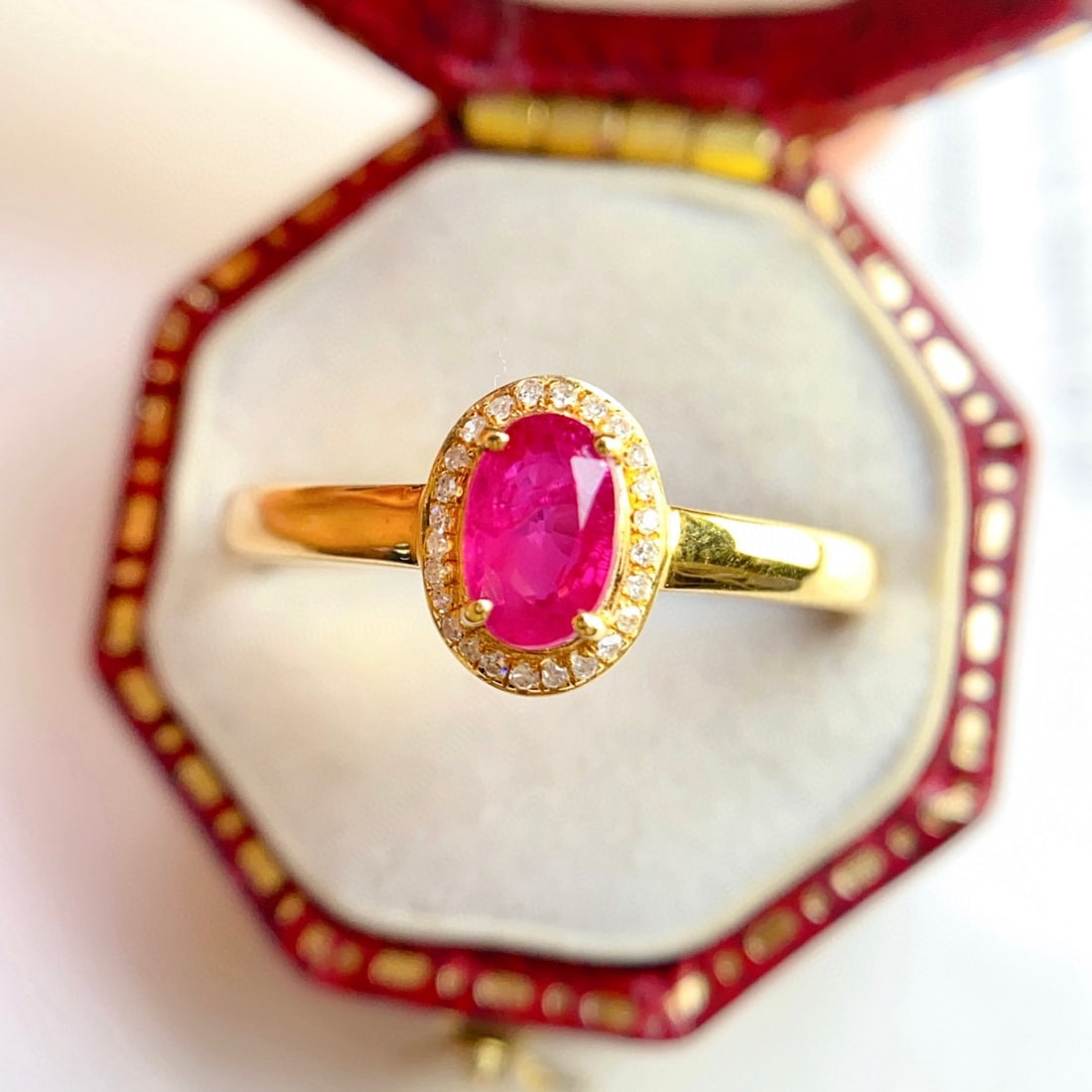 14k Gold 0.68 Ct Natural Ruby & Diamond Ring - 2