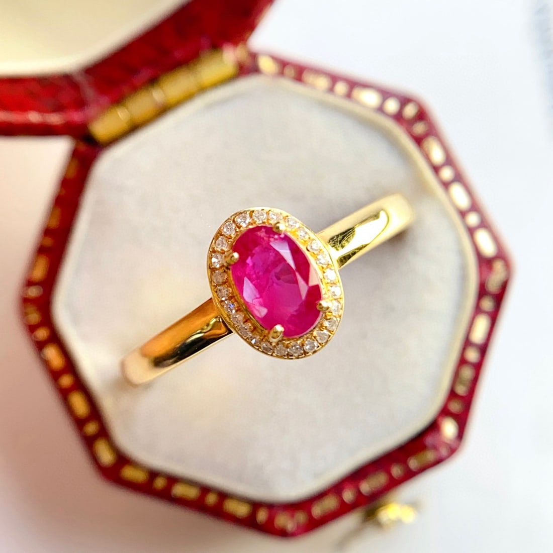 14k Gold 0.68 Ct Natural Ruby & Diamond Ring - 3