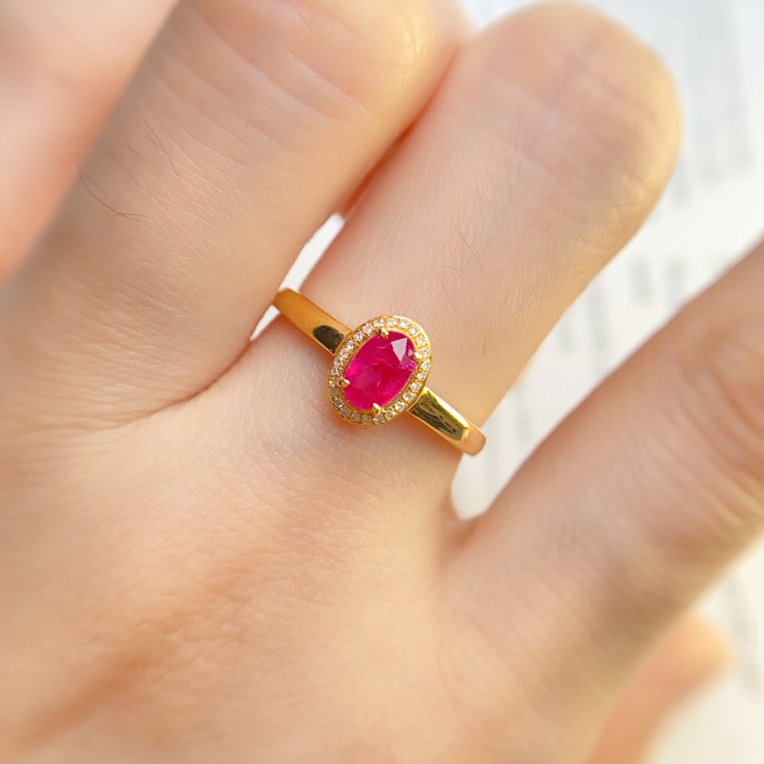 14k Gold 0.68 Ct Natural Ruby & Diamond Ring - 6