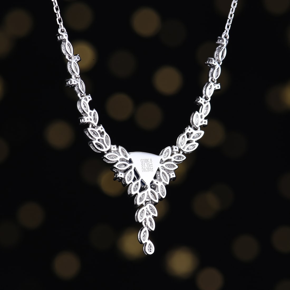 14k Gold 1.47 Ctw Natural Sapphire & Diamond Necklace - 5