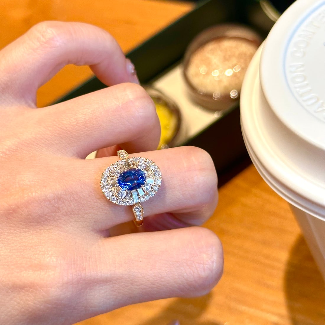 14k Gold 1.02 Ct Natural Sapphire & Diamond Ring - 5