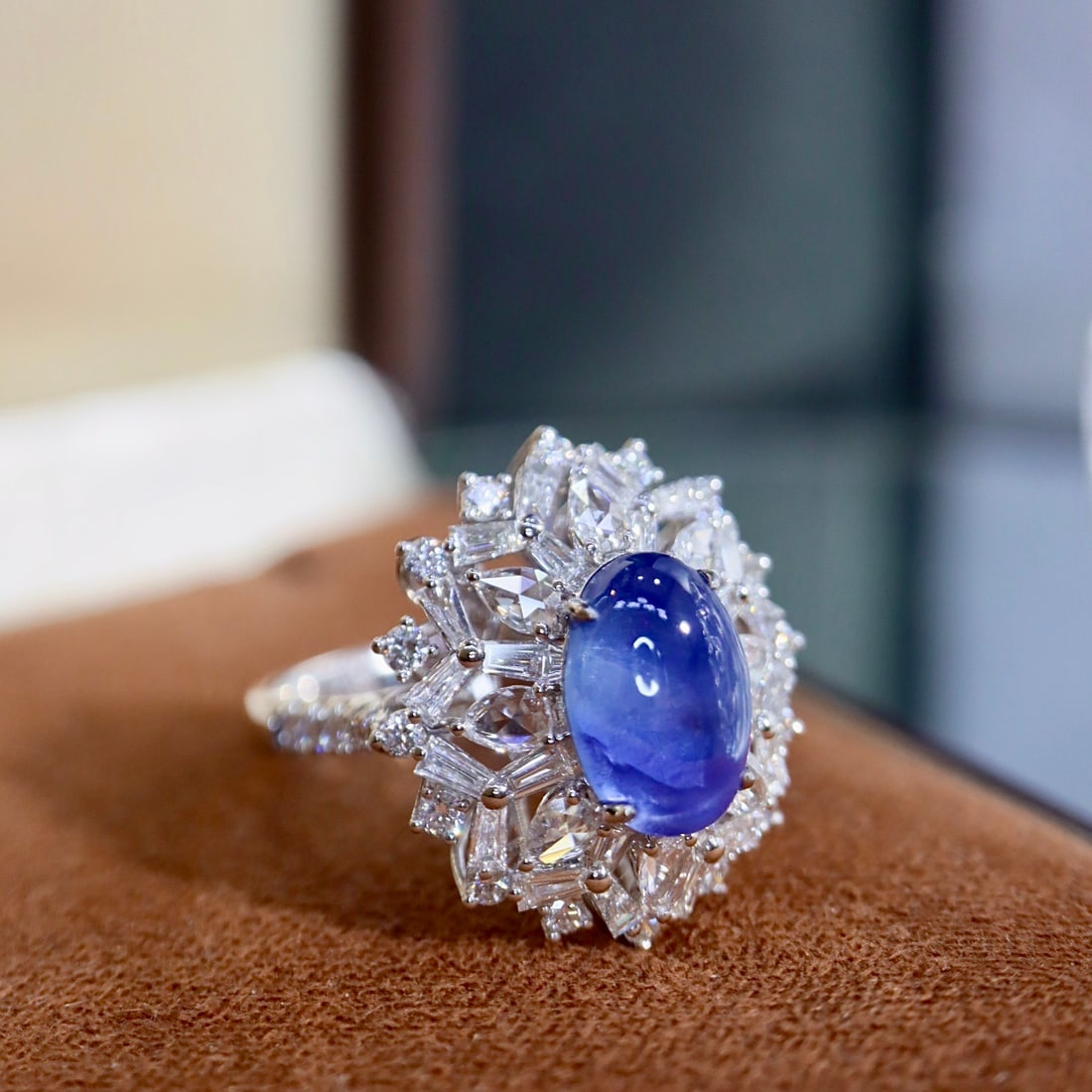 14k Gold 4.97 Ctw Natural Sapphire & Diamond Ring - 2