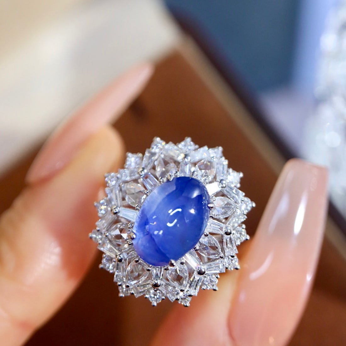 14k Gold 4.97 Ctw Natural Sapphire & Diamond Ring - 5