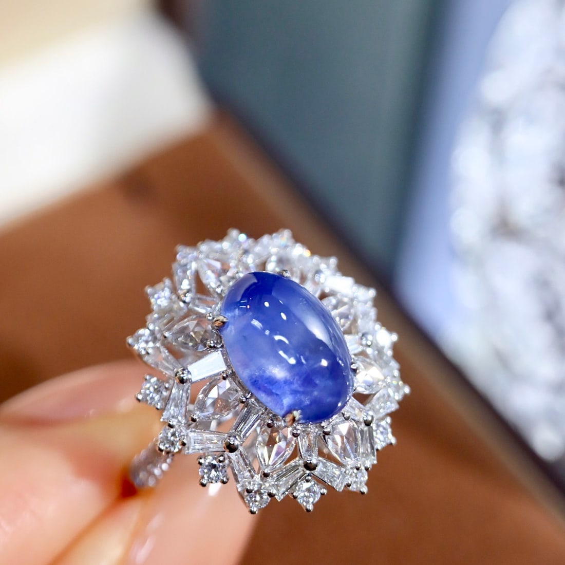 14k Gold 4.97 Ctw Natural Sapphire & Diamond Ring - 7