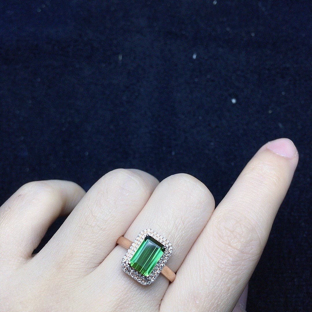 14k Gold 1.85 Ct Natural Tourmaline & Diamond Ring - 4