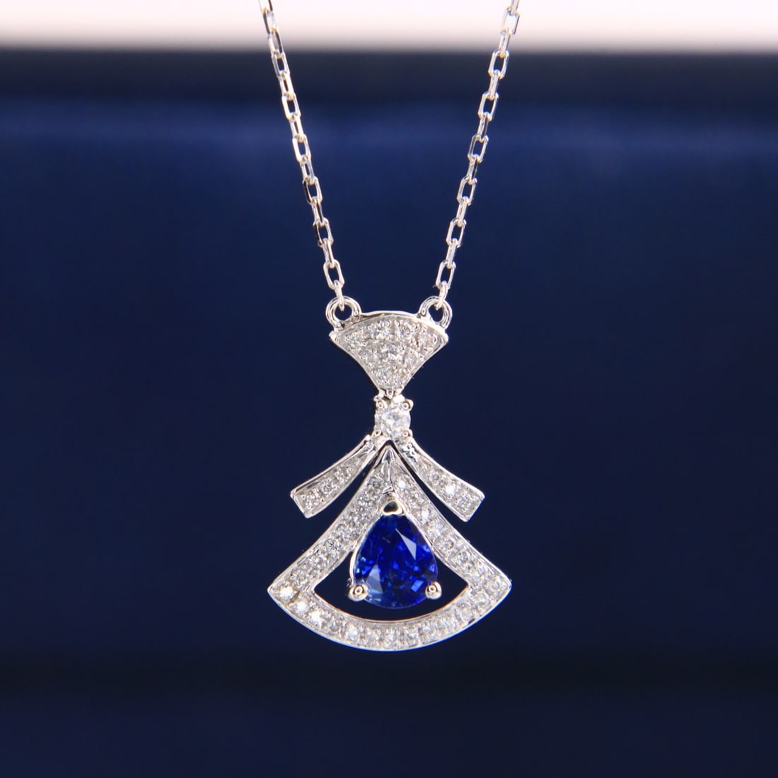 14k Gold 0.53 Ctw Natural Sapphire & Diamond Necklace - 2