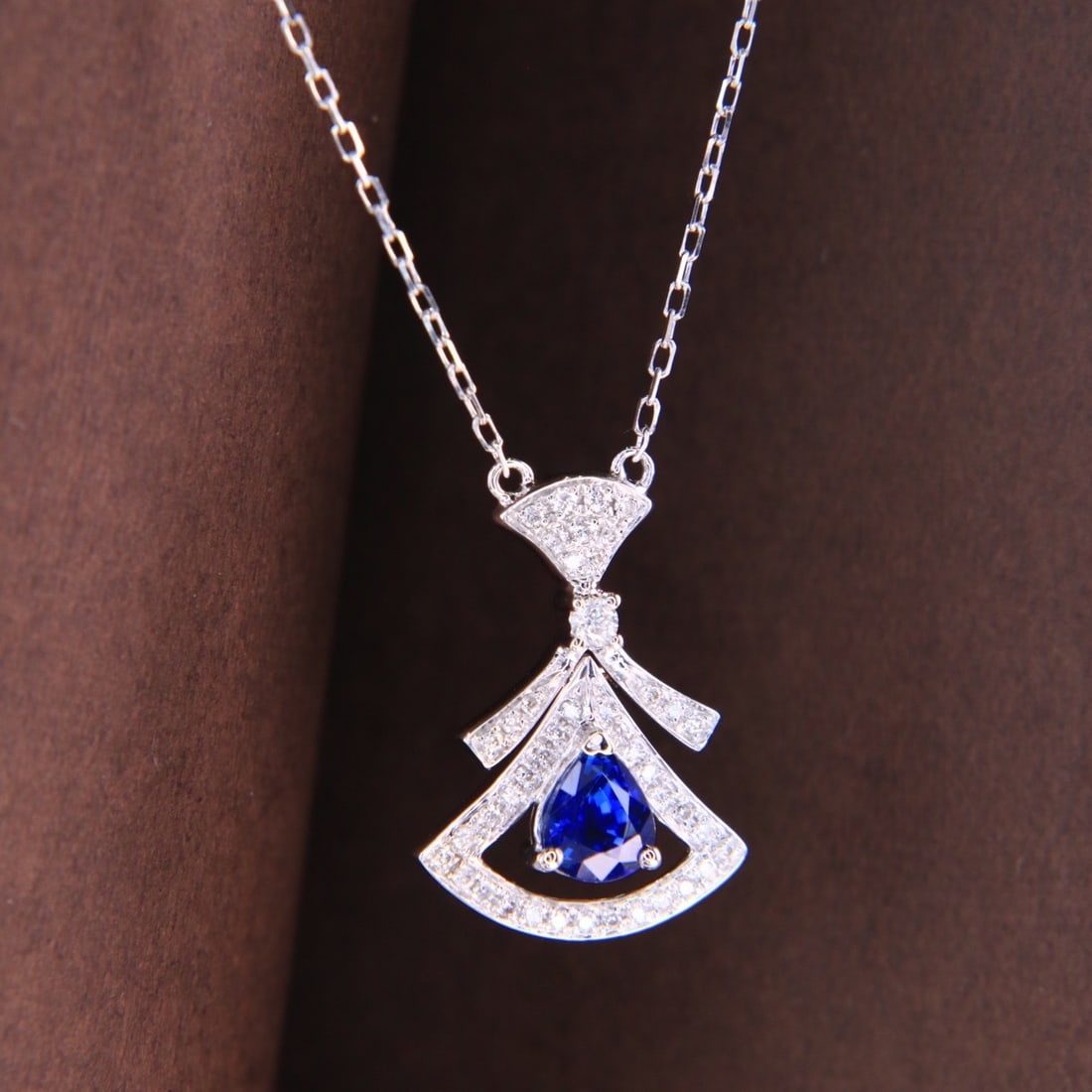 14k Gold 0.53 Ctw Natural Sapphire & Diamond Necklace - 5