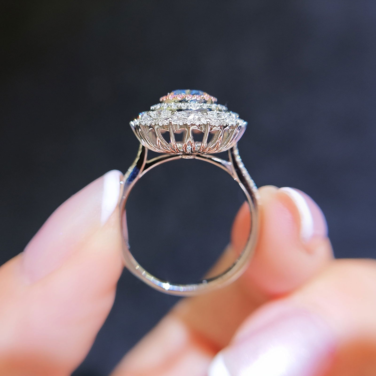 14k Gold 1.65 Ctw Natural Blue Diamond & Diamond Ring/pendant( Without Chain ) - 4