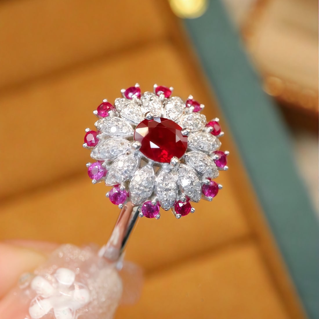 14k Gold 0.85 Ctw Natural Ruby & Ruby Ring - 2