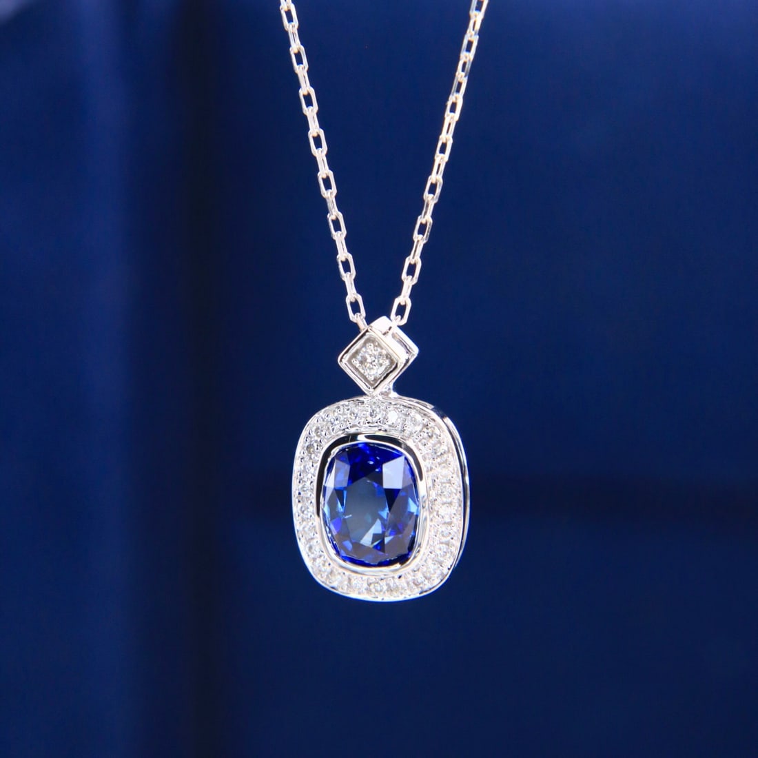 14k Gold 1.28 Ctw Natural Sapphire & Diamond Necklace - 8