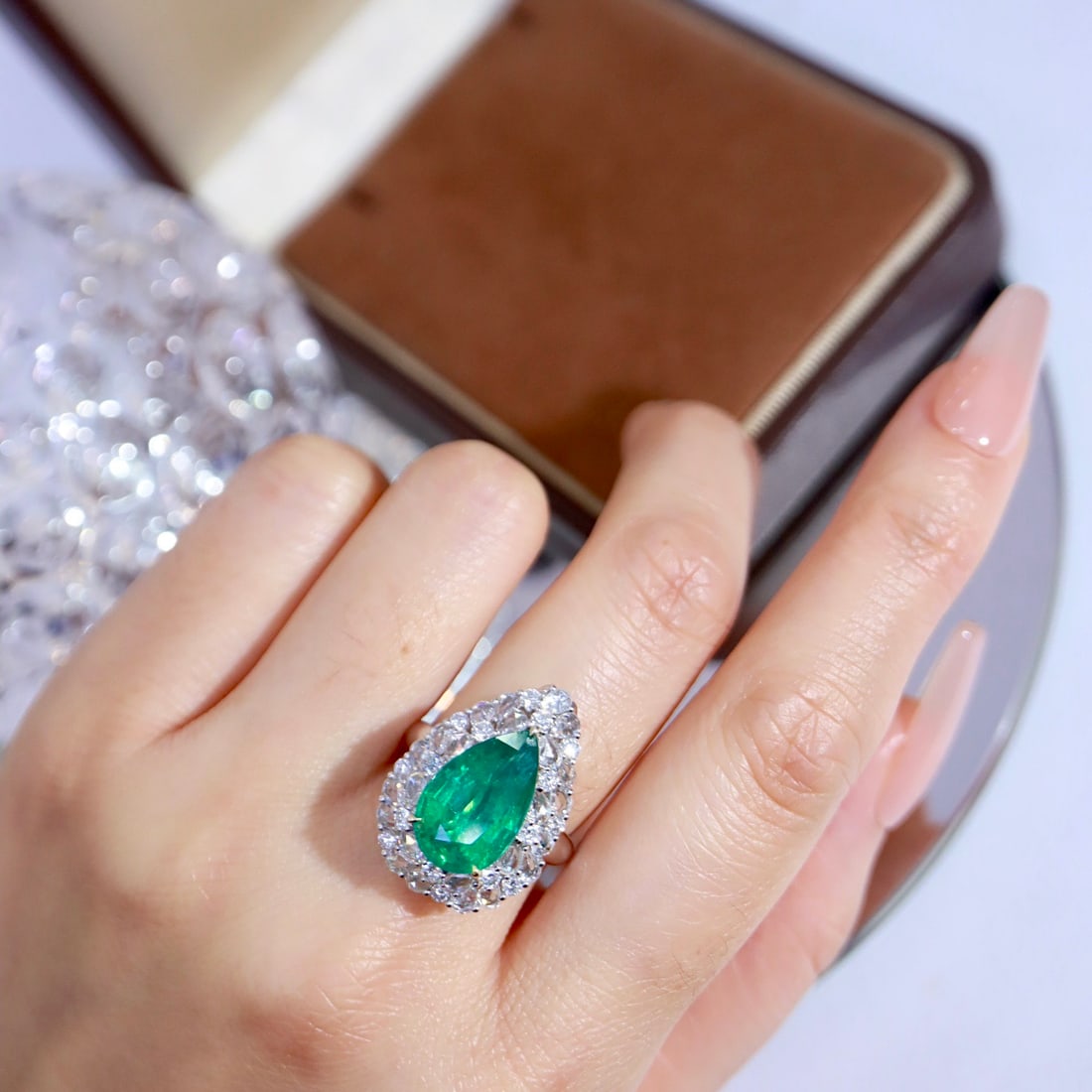 14k Gold 6.26 Ctw Vivid Green Natural Emerald & Diamond Ring/pendant( Without Chain ) - 5