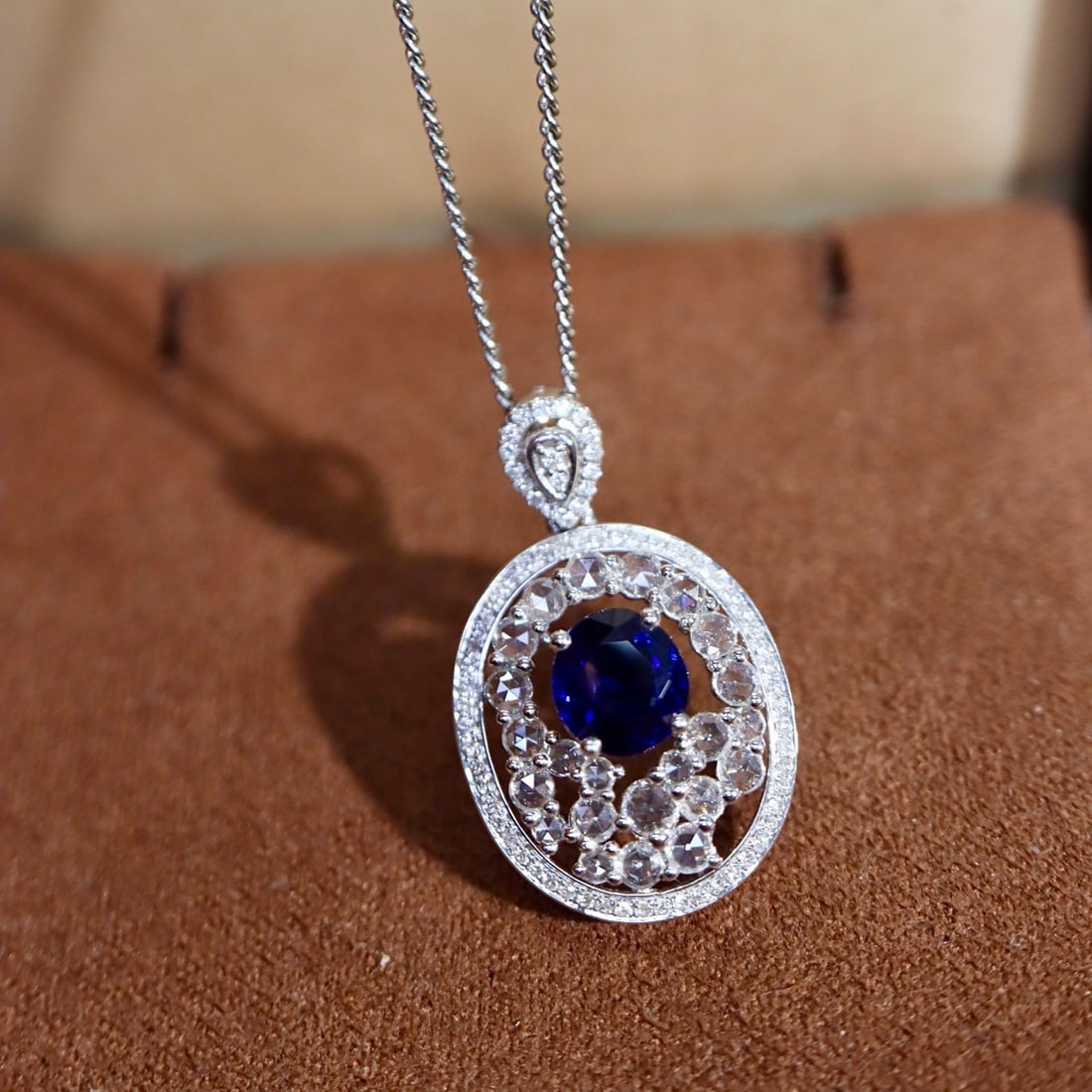 14k Gold 1.78 Ctw Natural Sapphire & Diamond Pendant( Without Chain ) - 3