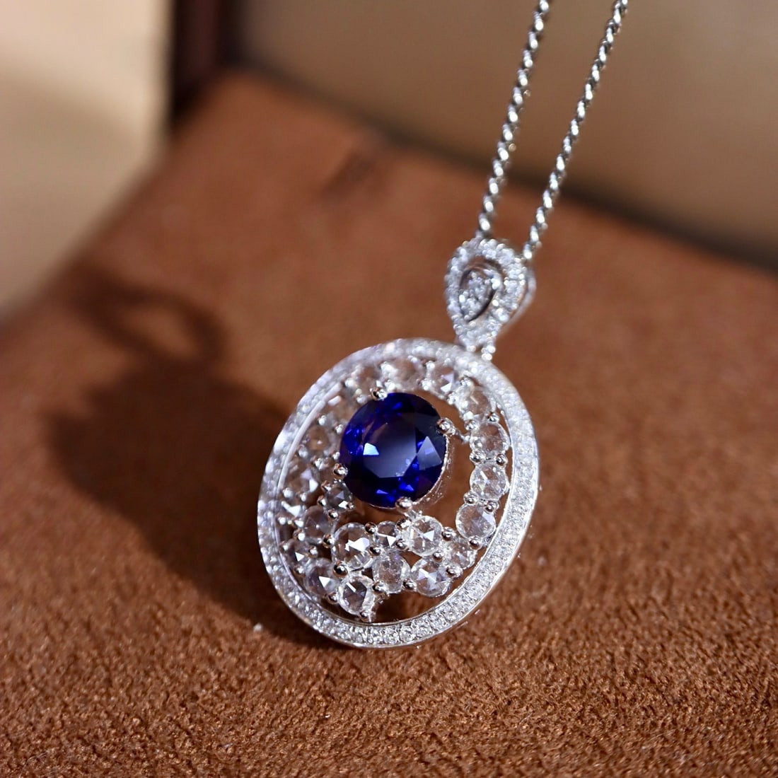 14k Gold 1.78 Ctw Natural Sapphire & Diamond Pendant( Without Chain ) - 5