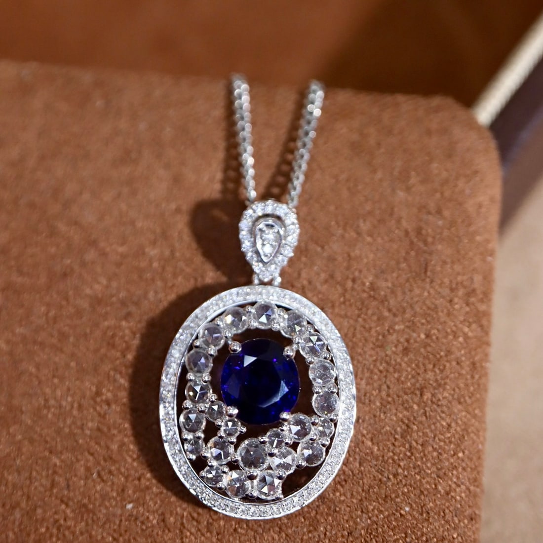 14k Gold 1.78 Ctw Natural Sapphire & Diamond Pendant( Without Chain ) - 7