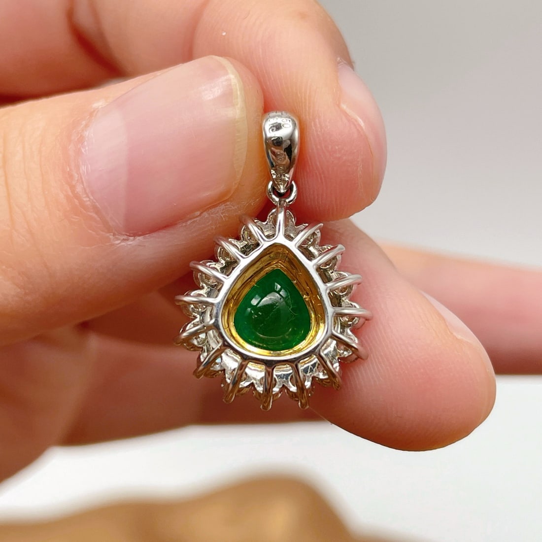 14k Gold 2.01 Ctw Vivid Green Natural Emerald & Diamond Pendant( Without Chain ) - 5