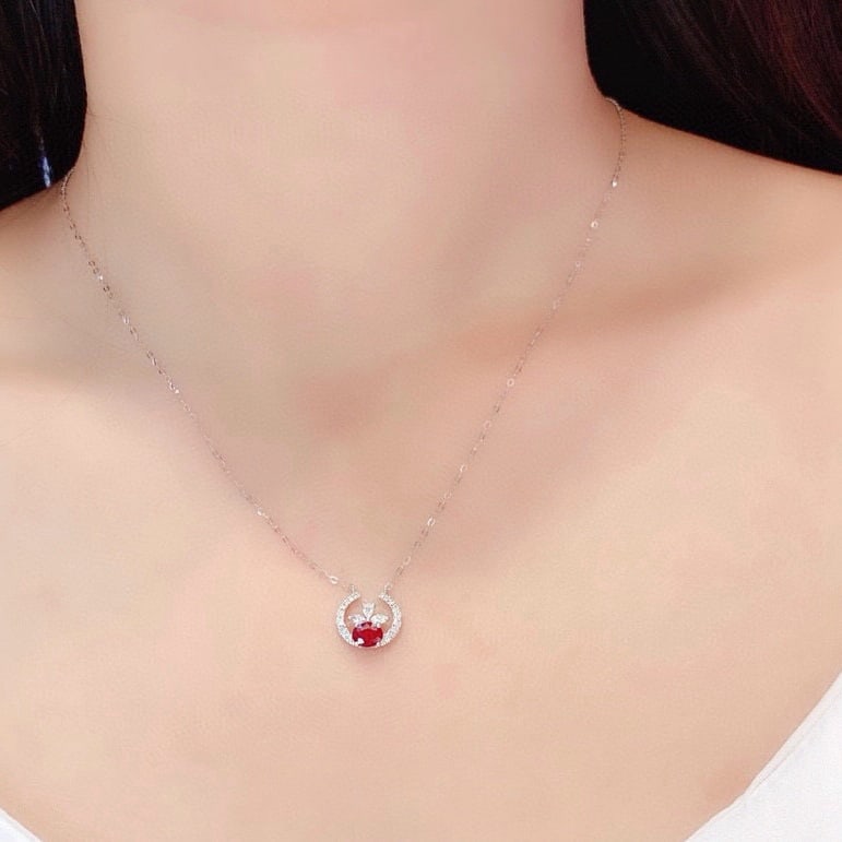 14k Gold 0.71 Ctw Natural Ruby & Diamond Necklace - 5