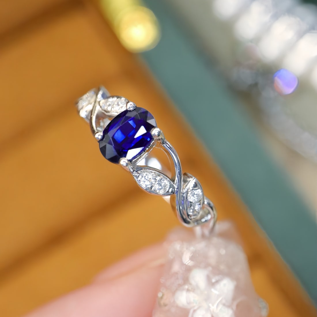 14k Gold 0.61 Ctw Natural Sapphire & Diamond Ring - 3