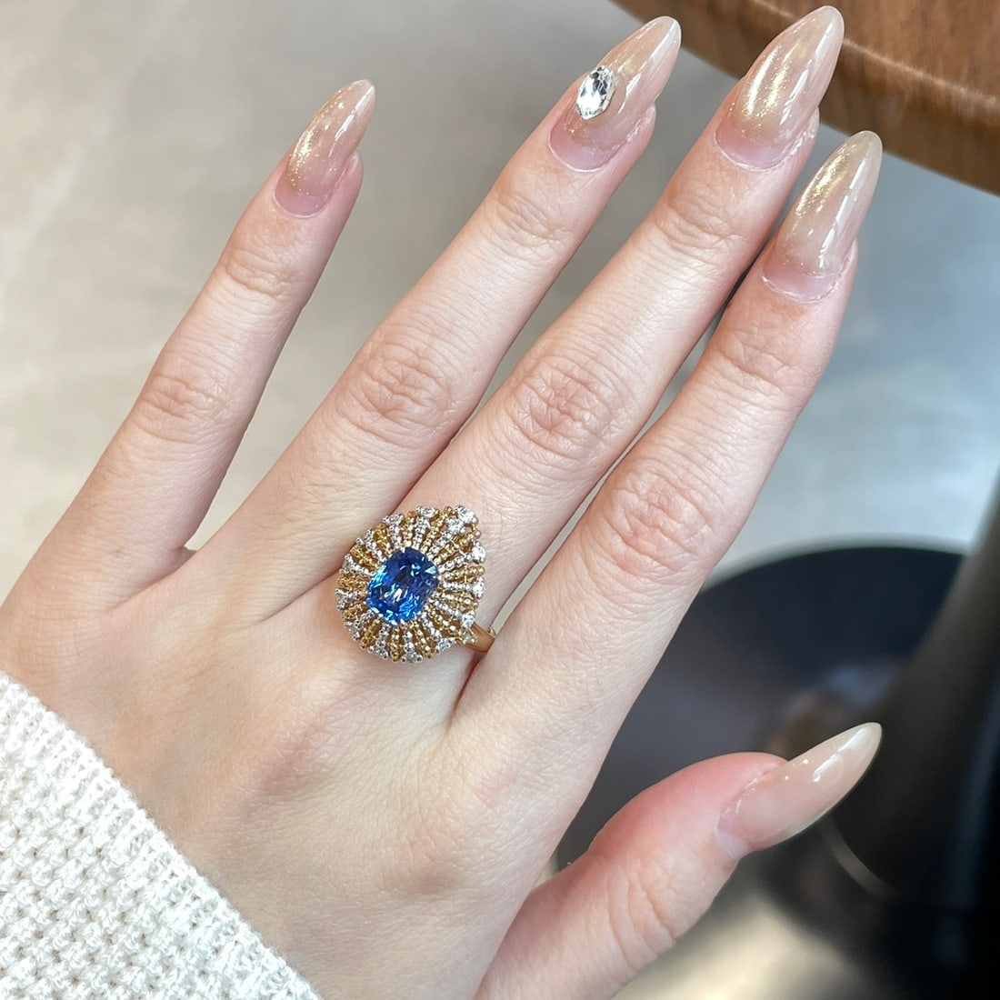 14k Gold 1.88 Ct Natural Sapphire & Diamond Ring - 4