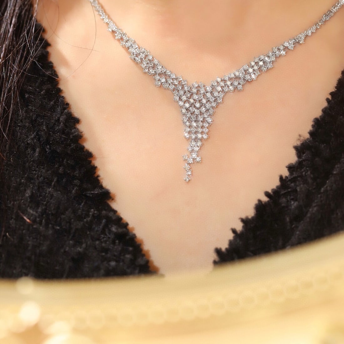 14k Gold 3 Ct Natural H Diamond Necklace - 8