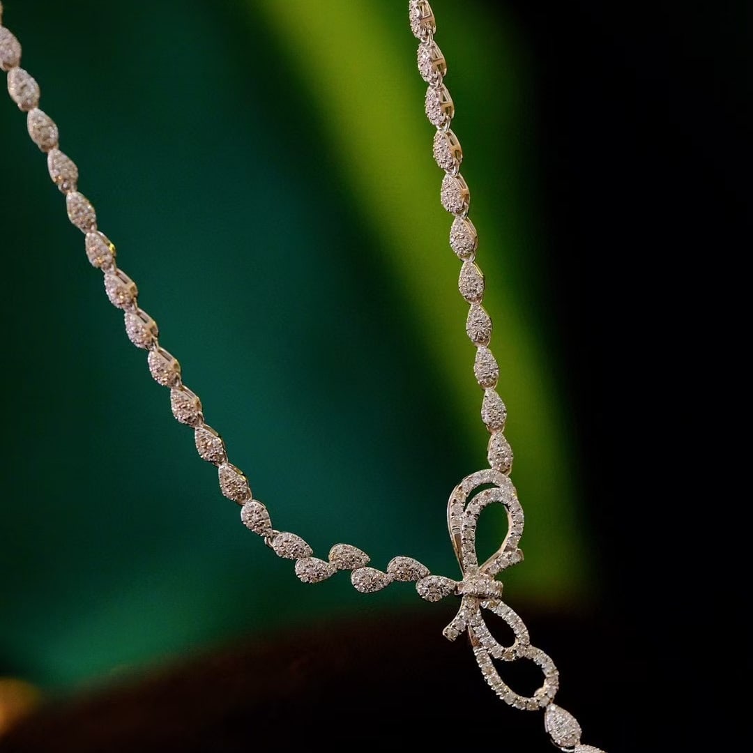 14k Gold 1.46 Ct Natural H Diamond Necklace - 5