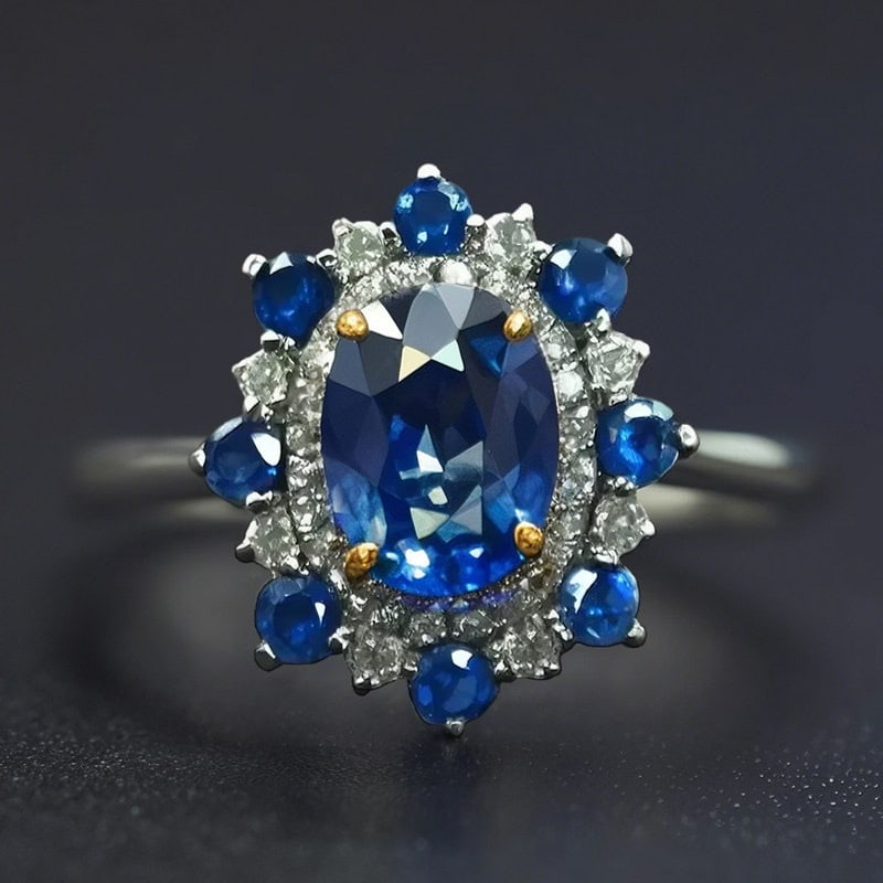 14k Gold 1.23 Ctw Natural Sapphire & Diamond Ring (1 of 5)
