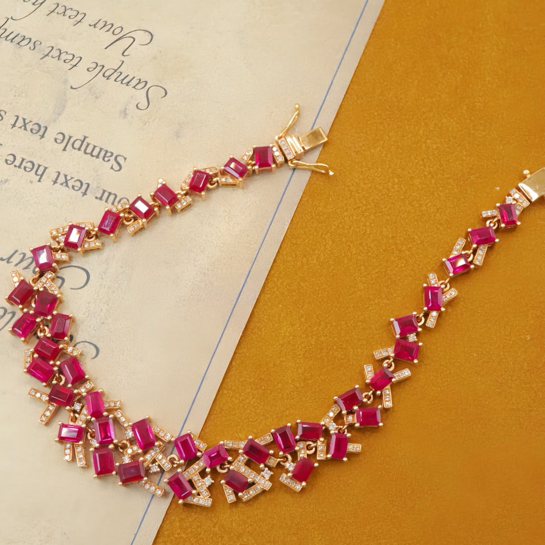 14k Gold 12.47 Ctw Natural Ruby & Diamond Bracelet - 2