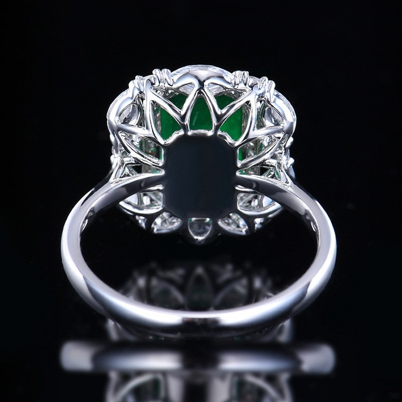 14k Gold 3.70 Ctw Vivid Green Natural Emerald & Sapphire Ring - 5