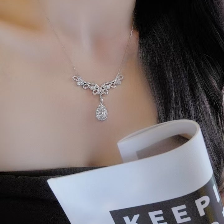 14k Gold 1.88 Ct Natural H Diamond Necklace - 5