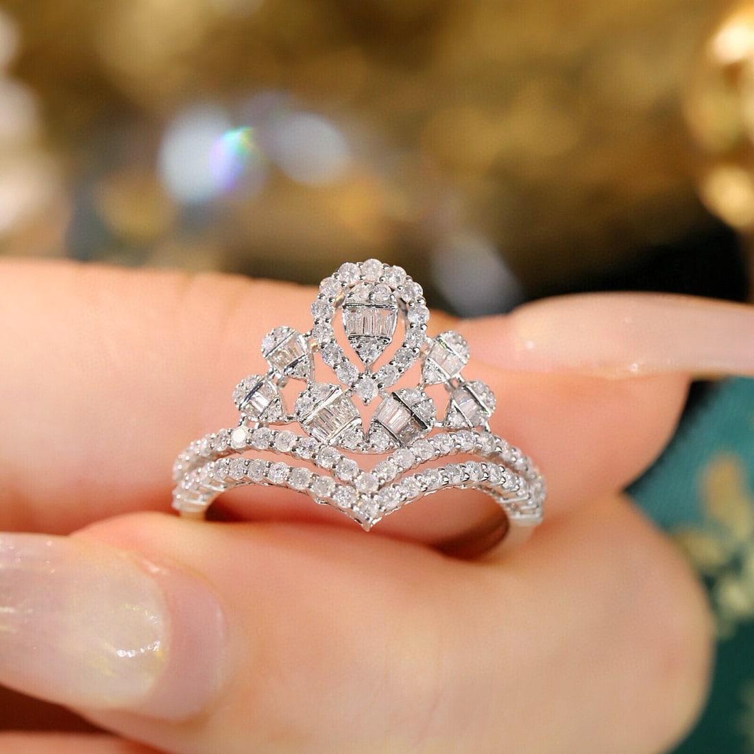 14k Gold 0.7 Ct Natural H Diamond Ring - 4