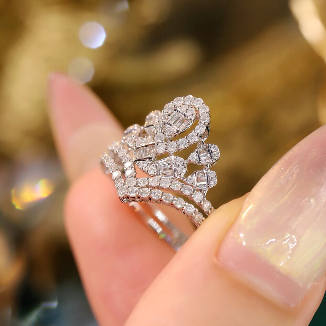 14k Gold 0.7 Ct Natural H Diamond Ring - 6