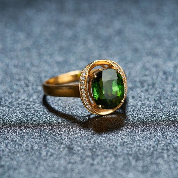 14k Gold 3.2 Ct Natural Tourmaline & Diamond Ring - 3