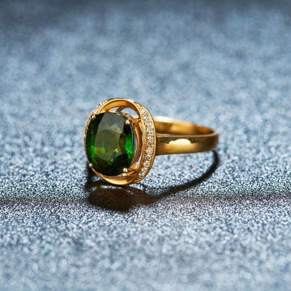 14k Gold 3.2 Ct Natural Tourmaline & Diamond Ring - 4
