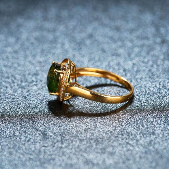 14k Gold 3.2 Ct Natural Tourmaline & Diamond Ring - 5