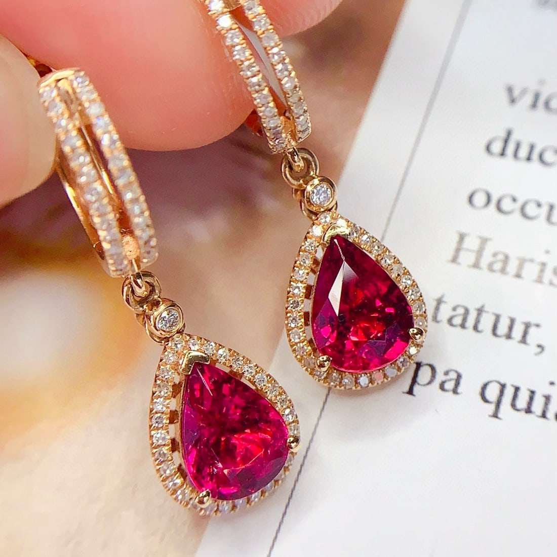 14k Gold 3.5 Ct Natural Tourmaline & Diamond Earrings - 3