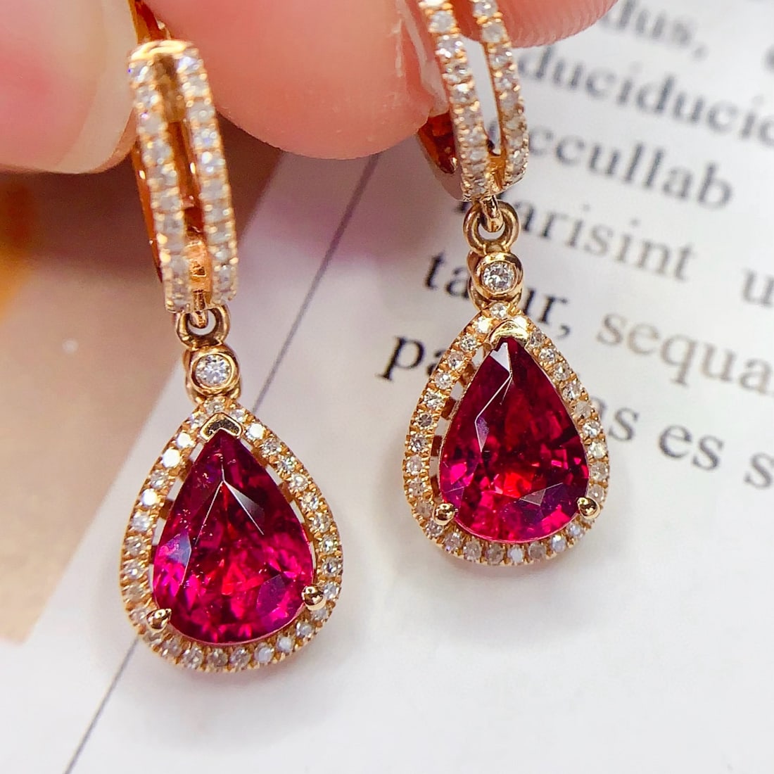 14k Gold 3.5 Ct Natural Tourmaline & Diamond Earrings - 6